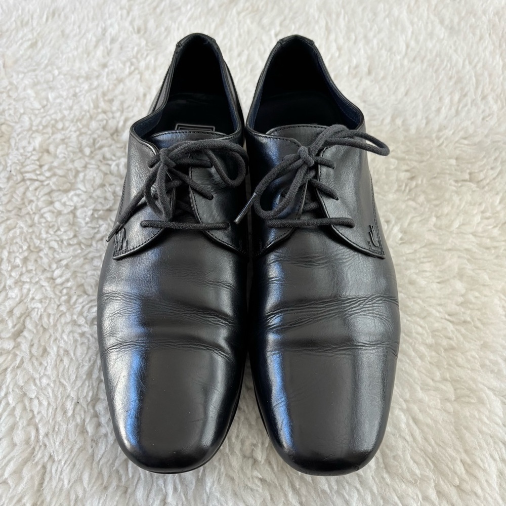 Lacoste Henri CLM Black Leather Derby Lace-Up Shoes size 11